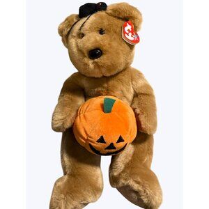 Ty Beanie Buddies Collection "Hocus" Halloween Bear With Pumpkin Plush